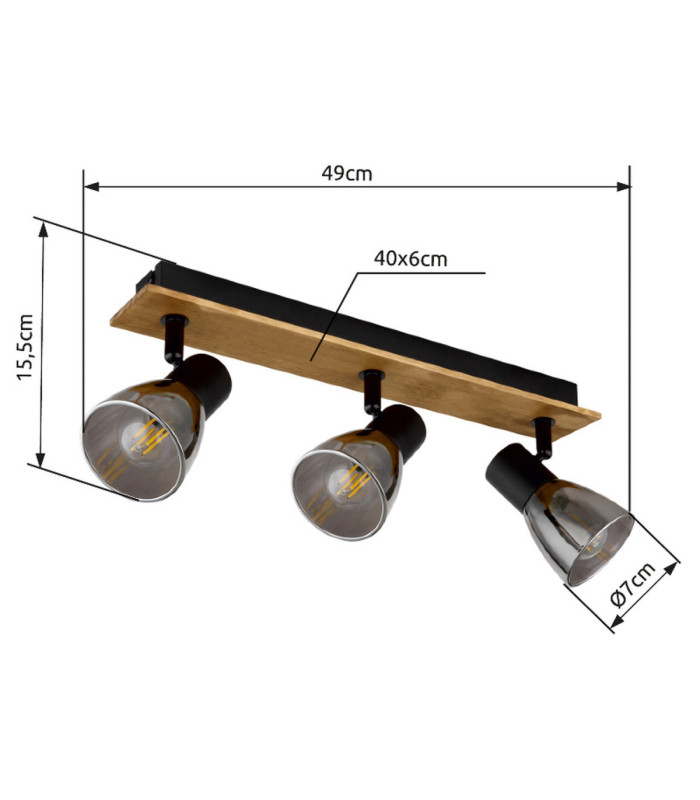 Claude Ceiling Spotlight Bar Dark Brown 3x E14-9