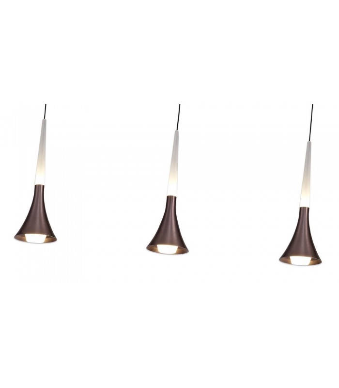 3 Light Linear Ceiling Pendant, 3 x 5W LED, 3000K, 431lm, Satin Brown - 5