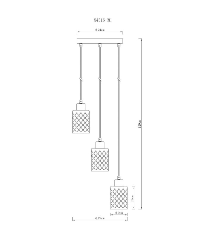 Alonso Cluster Pendant Ceiling Light Matt Black 3x E27-7