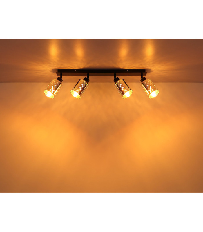 Alonso Ceiling Spotlight Bar Matt Black 4x E27-7
