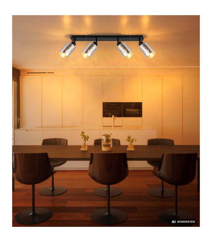 Alonso Ceiling Spotlight Bar Matt Black 4x E27-8