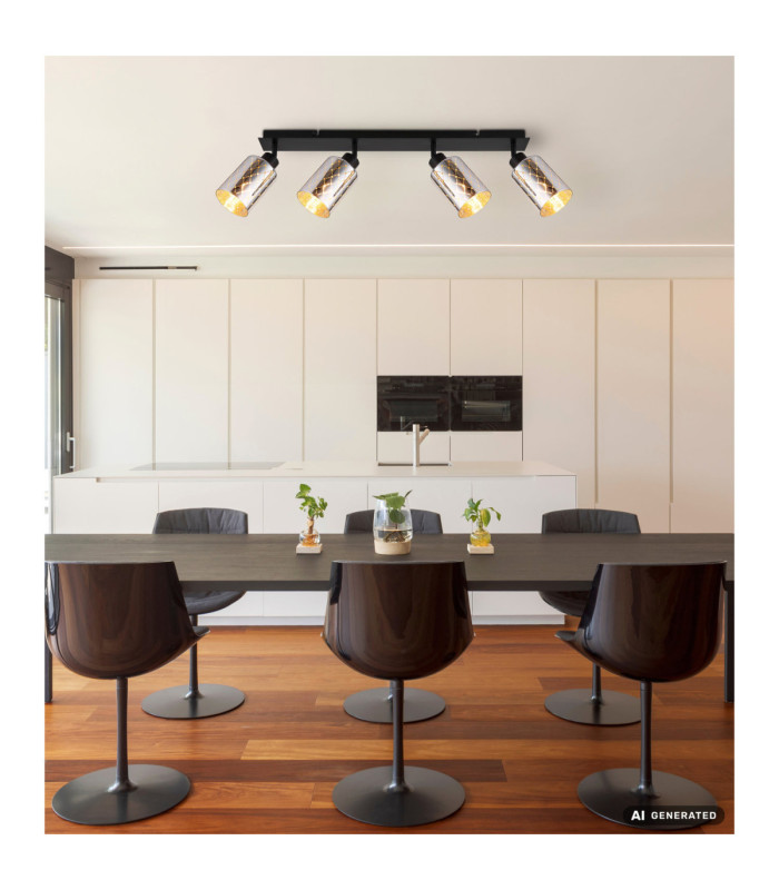Alonso Ceiling Spotlight Bar Matt Black 4x E27-9