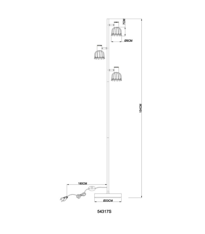 Planta Multi Arm Floor Lamp Matt Sand Colour  3x E14-8