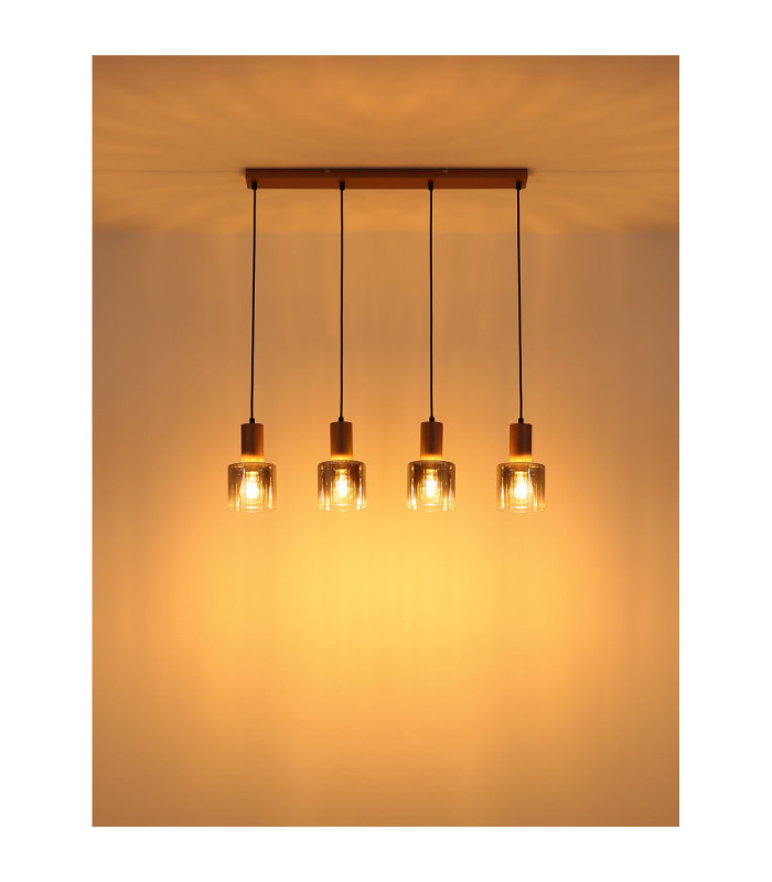 Walton Bar Pendant Ceiling Light Matt Coffee Colour  4x E27-7