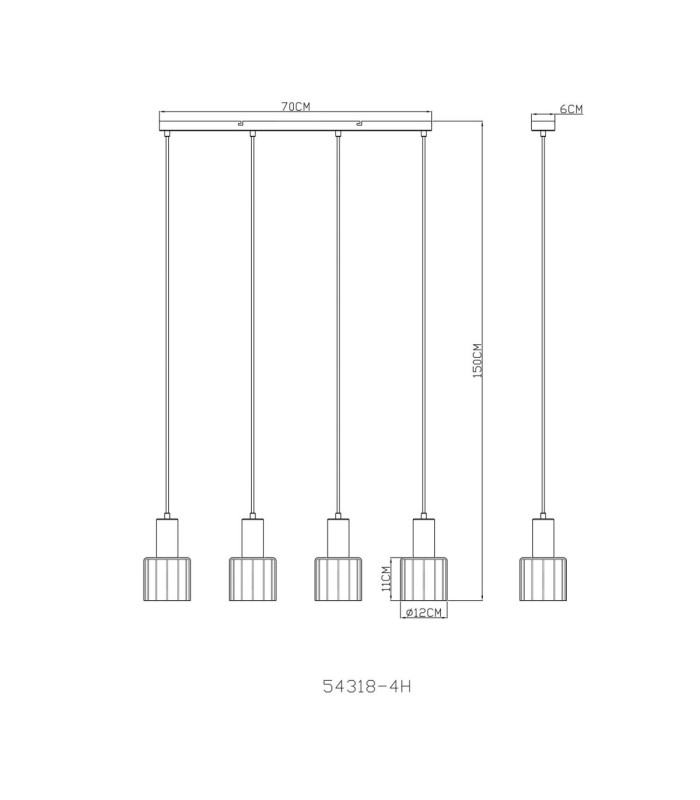 Walton Bar Pendant Ceiling Light Matt Coffee Colour  4x E27-9
