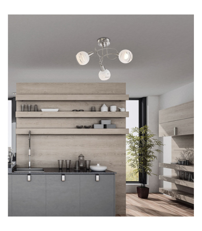 Elliott Multi Arm Semi Flush Ceiling Lamp Matt Nickel 3x E14 3000K-2