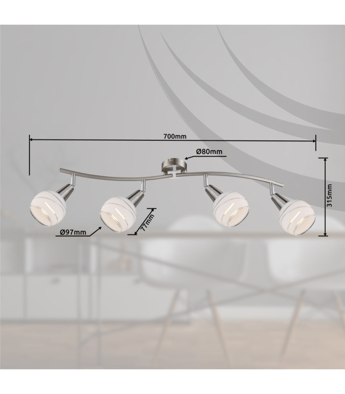 Elliott Ceiling Spotlight Bar Matt Nickel 4x E14 3000K-3