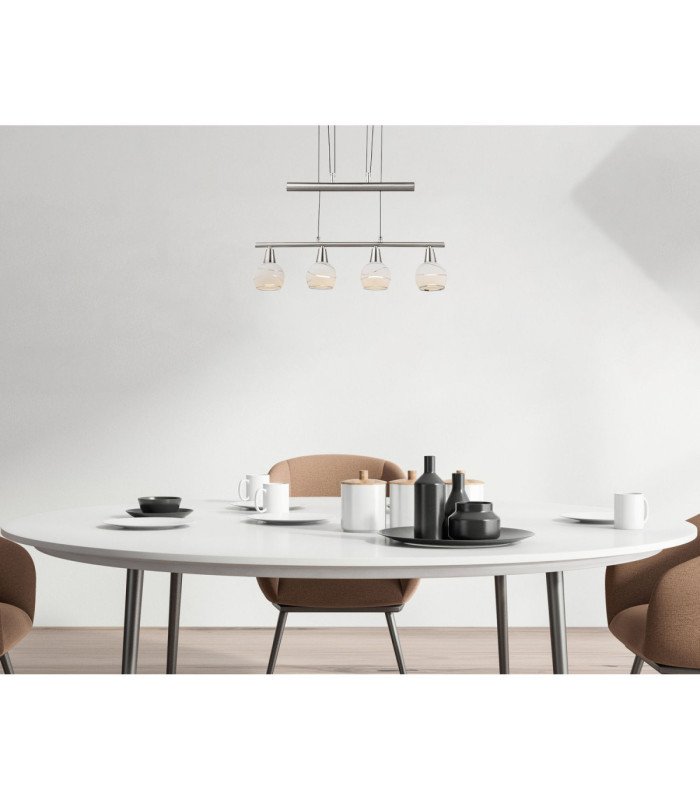 Elliott Bar Pendant Ceiling Light Matt Nickel 4x E14 3000K-12