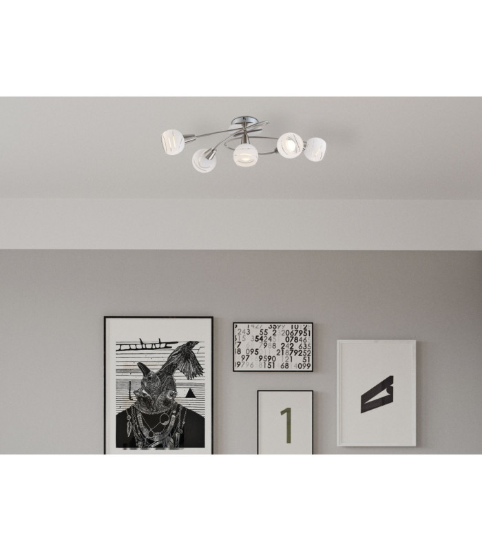 Elliott Multi Arm Semi Flush Ceiling Lamp Matt Nickel 5x E14 3000K-2