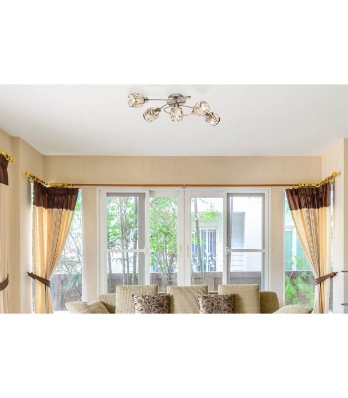 Kris Multi Arm Semi Flush Ceiling Lamp Matt Nickel 5x E14-3