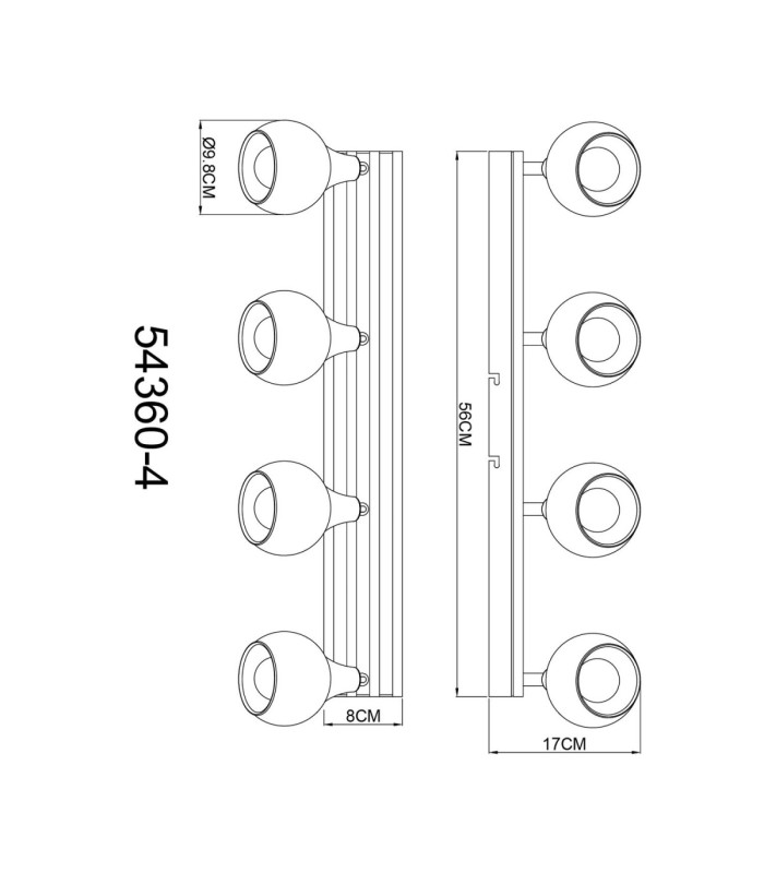 Frosta Ceiling Spotlight Bar Matt Gunmetal 4x E14-11