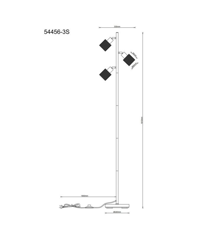 Villegas Multi Arm Floor Lamp Matt Gunmetal 3x E14-8