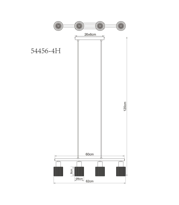 Villegas Bar Pendant Ceiling Light Matt Gunmetal 4x E14-8