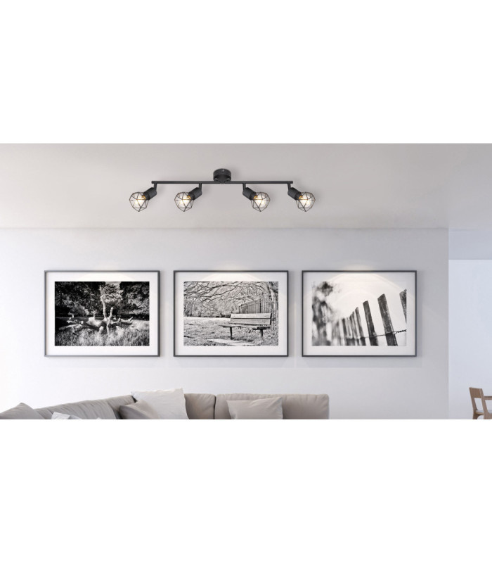 Xara I Ceiling Spotlight Bar Black 4x E14-8