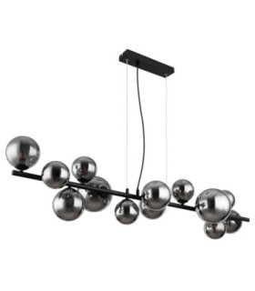 Riha Bar Pendant Ceiling Light Matt Black Smoke Glass Shades 13x G9 3000K-2