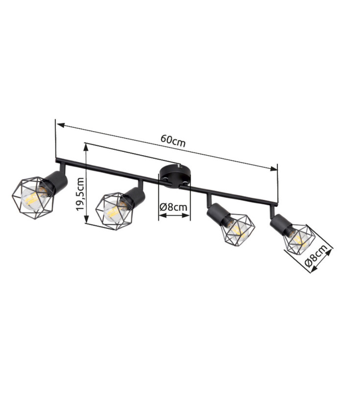 Xara I Ceiling Spotlight Bar Black 4x E14-9