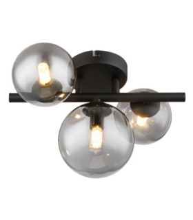 Riha Globe Ceiling Light Matt Black Smoke Glass Shades 3x G9 3000K-3