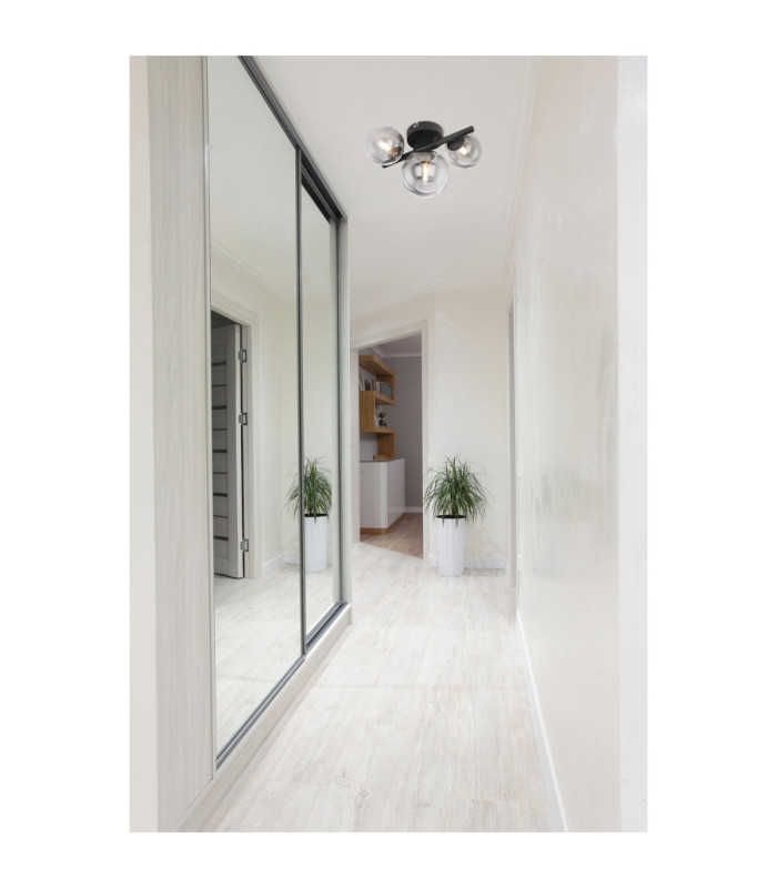Riha Globe Ceiling Light Matt Black Smoke Glass Shades 3x G9 3000K-6