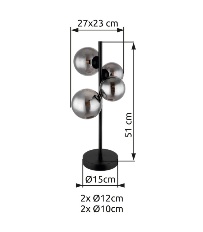 Riha Globe Table Lamp Matt Black 4x G9 3000K-7