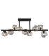Riha Bar Pendant Ceiling Light Matt Black Smoke Glass Shades 9x G9 3000K-3
