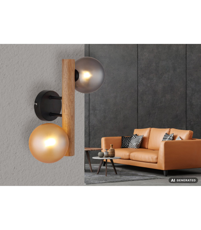Riha Globe Wall Lights Matt Black 2x G9-7