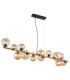 Riha Bar Pendant Ceiling Light Matt Black Amber Glass Shades 13x G9 3000K-1
