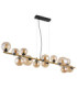 Riha Bar Pendant Ceiling Light Matt Black Amber Glass Shades 13x G9 3000K-2