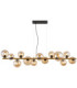 Riha Bar Pendant Ceiling Light Matt Black Amber Glass Shades 13x G9 3000K-3