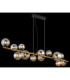 Riha Bar Pendant Ceiling Light Matt Black Amber Glass Shades 13x G9 3000K-5