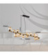 Riha Bar Pendant Ceiling Light Matt Black Amber Glass Shades 13x G9 3000K-8