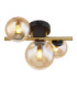 Riha Globe Ceiling Light Matt Black Amber Glass Shades 3x G9 3000K-3