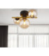 Riha Globe Ceiling Light Matt Black Amber Glass Shades 3x G9 3000K-7