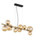 Riha Bar Pendant Ceiling Light Matt Black Amber Glass Shades 9x G9 3000K-1
