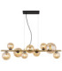 Riha Bar Pendant Ceiling Light Matt Black Amber Glass Shades 9x G9 3000K-3