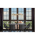 Riha Bar Pendant Ceiling Light Matt Black Amber Glass Shades 9x G9 3000K-8