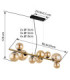 Riha Bar Pendant Ceiling Light Matt Black Amber Glass Shades 9x G9 3000K-9