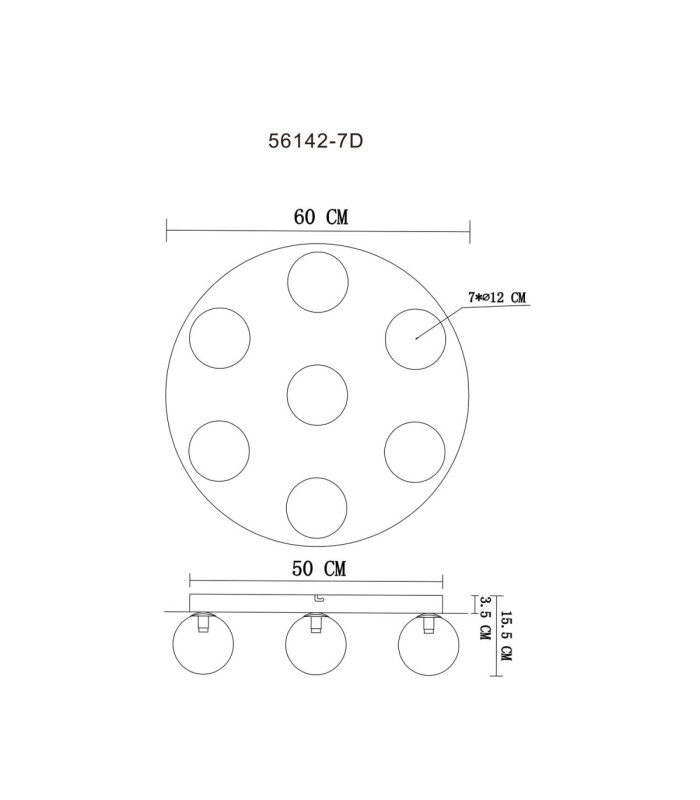 Riha Globe Ceiling Light Gunmetal 7x G9 3000K-5
