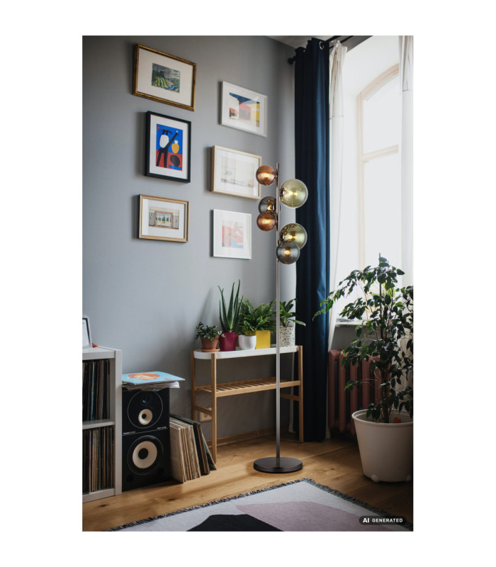 Riha Multi Arm Floor Lamp Matt Grey 6x G9 3000K-8