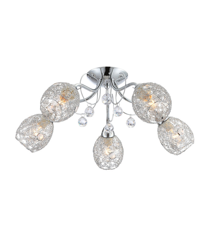 Kordula Multi Arm Semi Flush Ceiling Lamp Chrome 5x E14-1