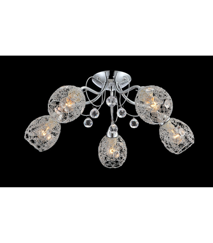 Kordula Multi Arm Semi Flush Ceiling Lamp Chrome 5x E14-2