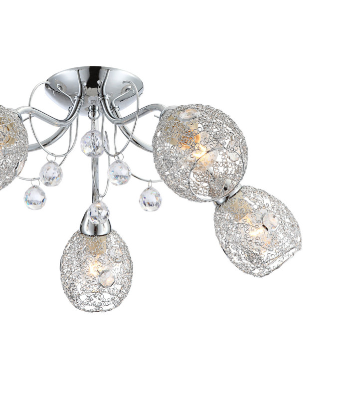Kordula Multi Arm Semi Flush Ceiling Lamp Chrome 5x E14-3