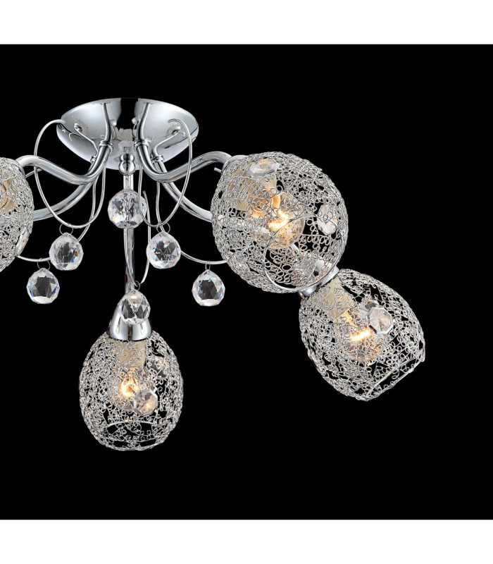 Kordula Multi Arm Semi Flush Ceiling Lamp Chrome 5x E14-4