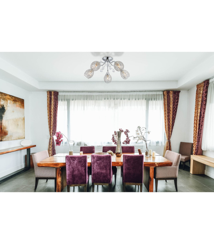 Kordula Multi Arm Semi Flush Ceiling Lamp Chrome 5x E14-5