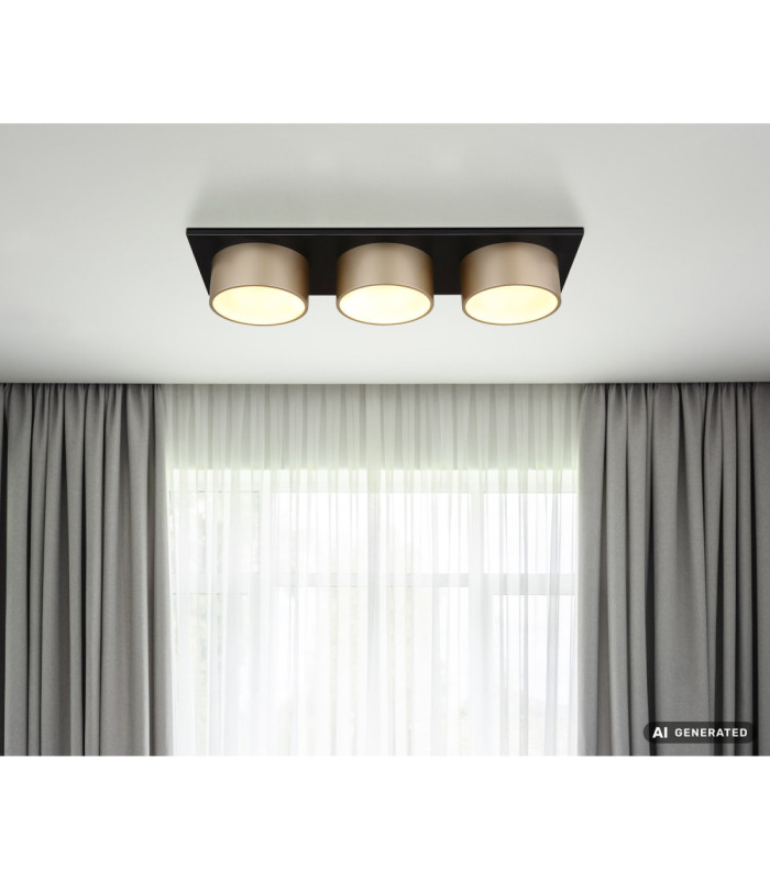 Raymond Triple Integrated Led Semi Flush Ceiling Light Matt Black 3000K-6