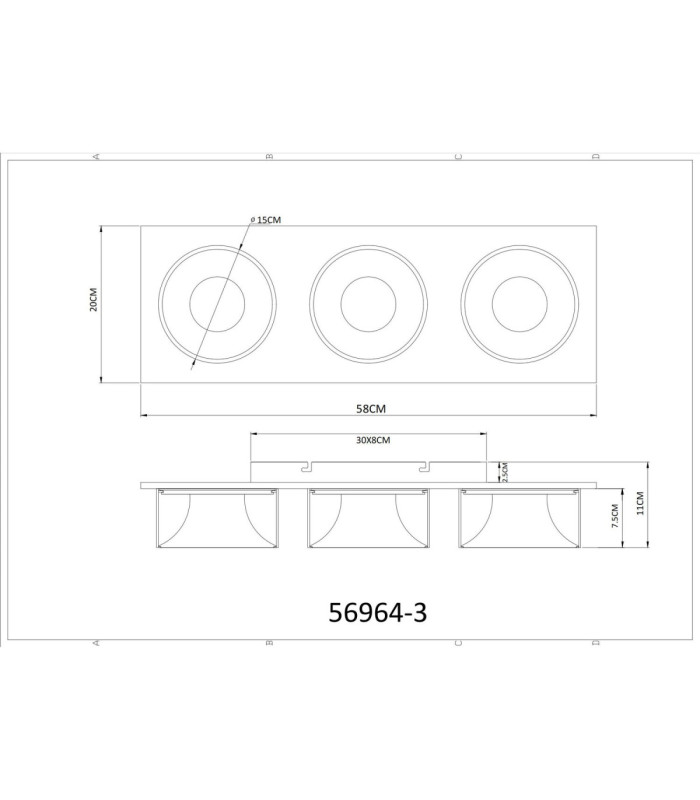 Raymond Triple Integrated Led Semi Flush Ceiling Light Matt Black 3000K-7