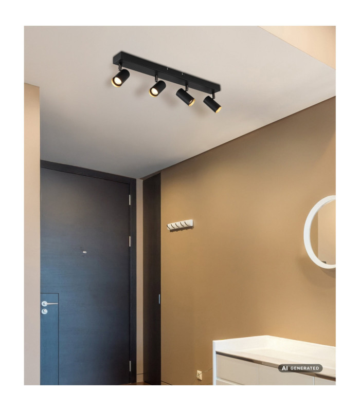 Este Integrated LED Ceiling Spotlight Bar Matt Black 3000K-6