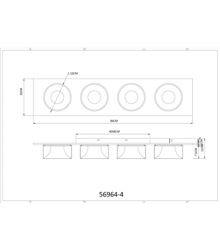 Raymond Quad Integrated Led Semi Flush Ceiling Light Matt Black 3000K-7