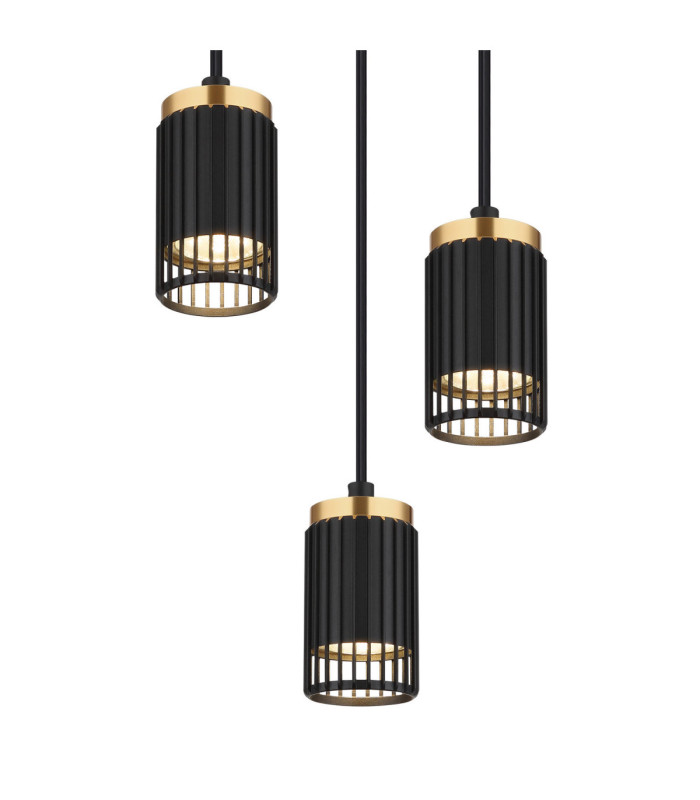 Korben Cluster Pendant Ceiling Light Matt Black 3x GU10-3