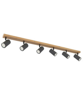 Robby Ceiling Spotlight Bar Wood Look 6x GU10-2