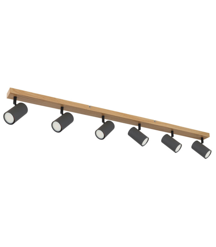 Robby Ceiling Spotlight Bar Wood Look 6x GU10-2